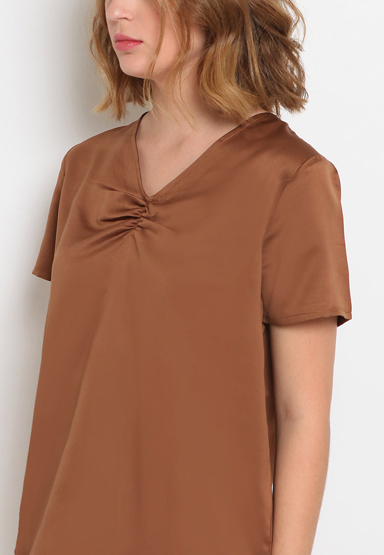 V-Neck Short Sleeve Blouse