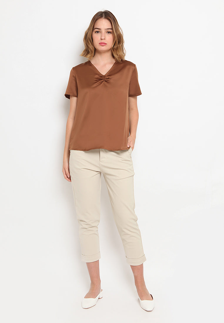 V-Neck Short Sleeve Blouse
