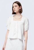 Trim Panel Button Up Blouse
