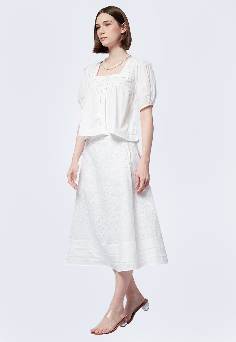 Trim Panel Button Up Blouse