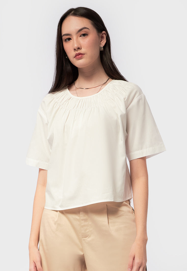 Gathered Short Sleeve Blouse