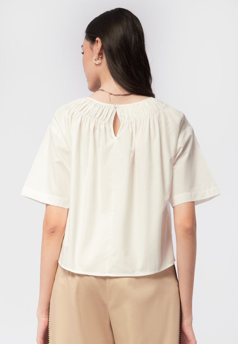 Gathered Short Sleeve Blouse