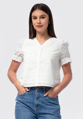 Eyelet Short Sleeve Top