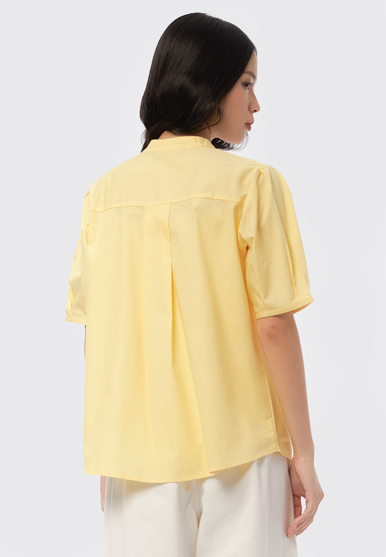 Tie Neck Puff Sleeves Blouse