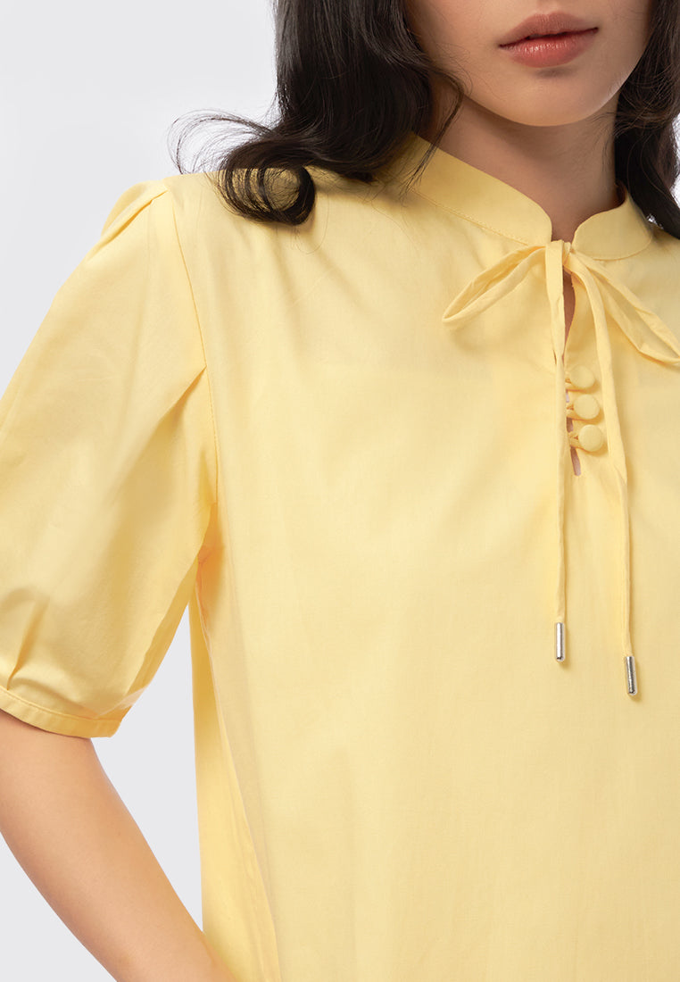 Tie Neck Puff Sleeves Blouse