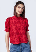 Printed Mandarin Collar Blouse