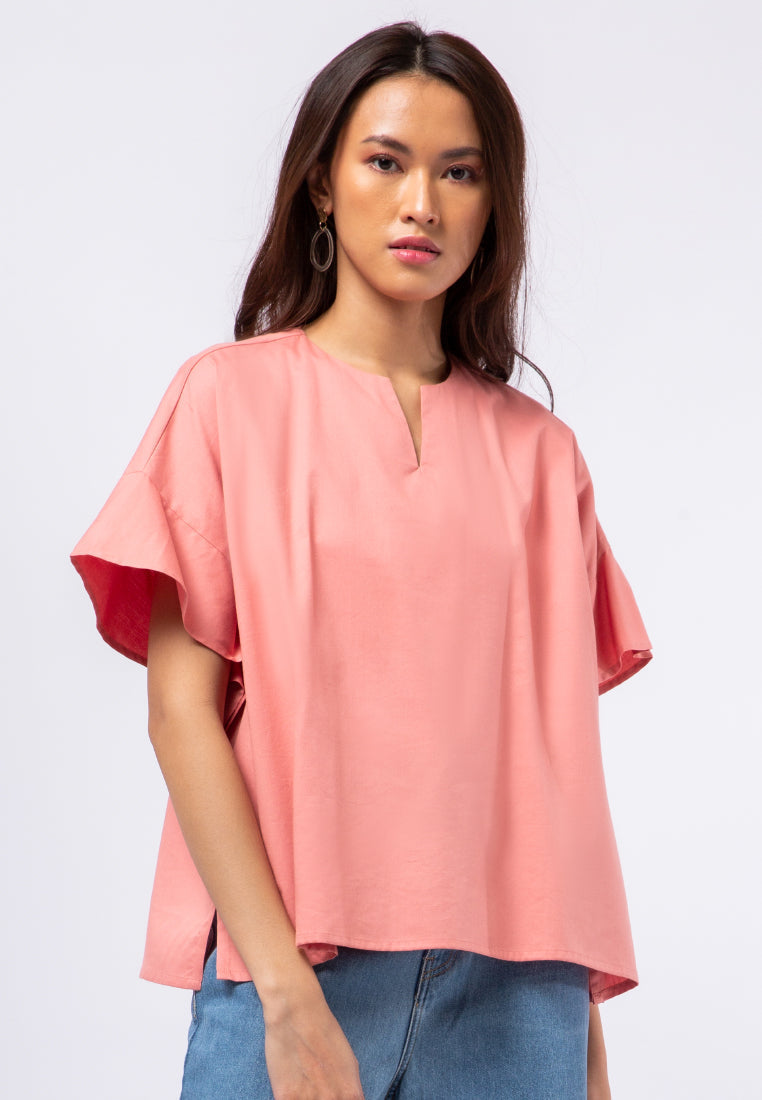 V-Neck Short Sleeve Blouse