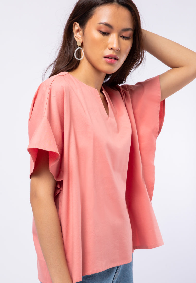 V-Neck Short Sleeve Blouse