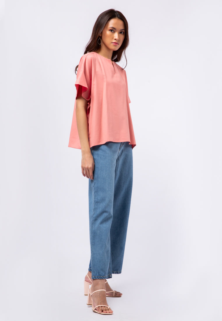 V-Neck Short Sleeve Blouse