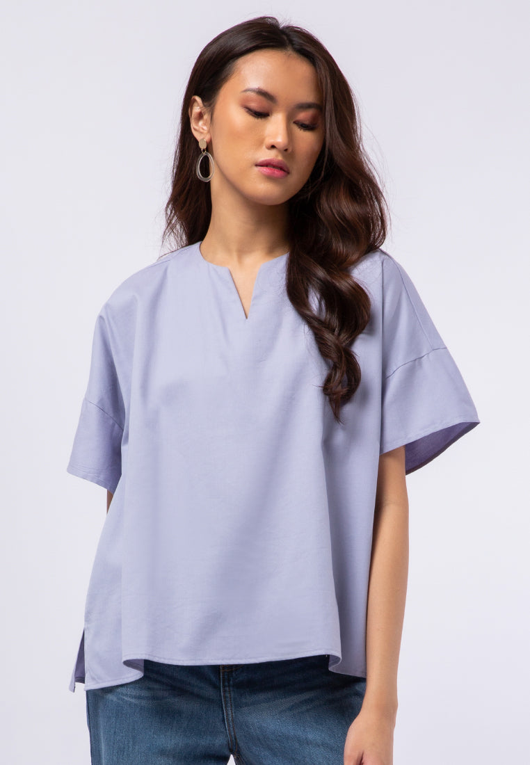 V-Neck Short Sleeve Blouse