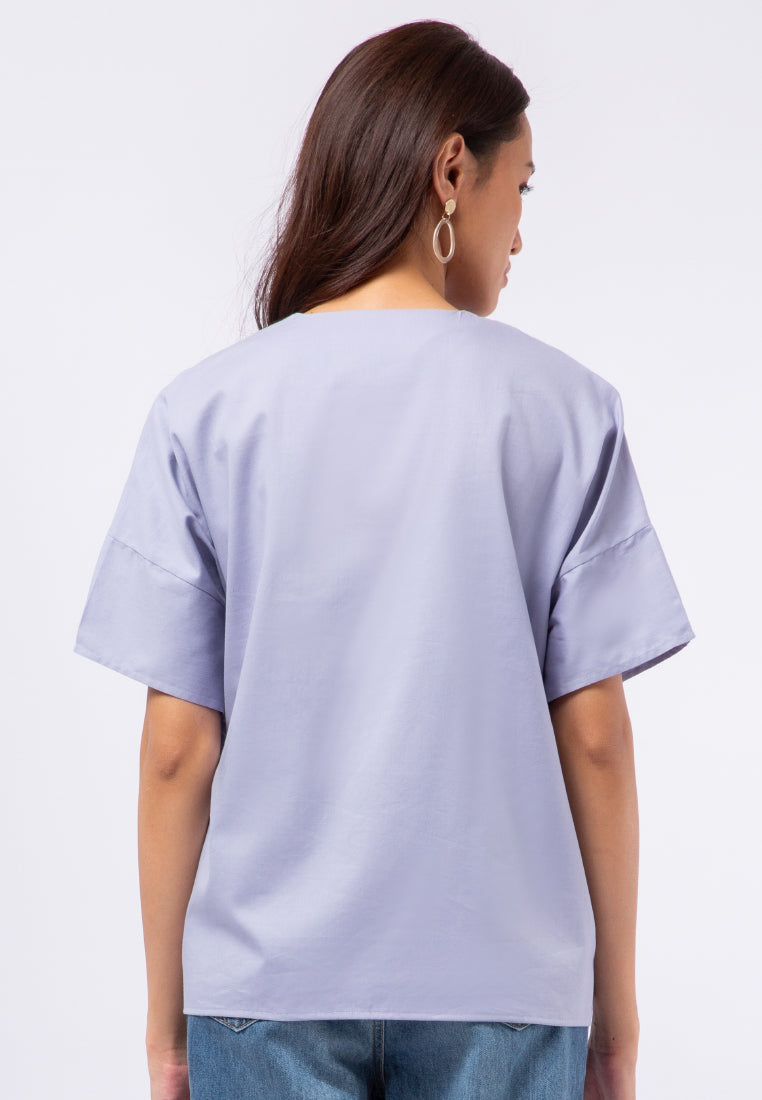 V-Neck Short Sleeve Blouse