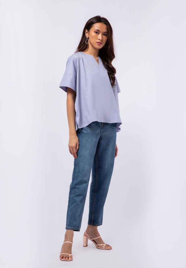 V-Neck Short Sleeve Blouse