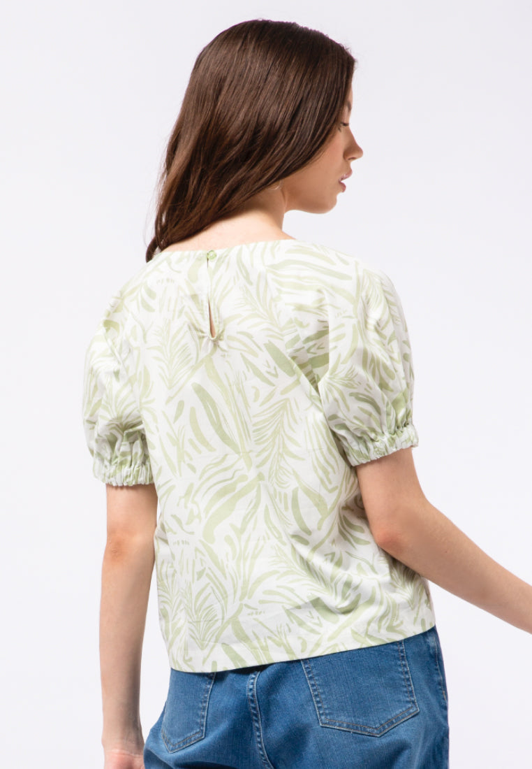 Puff Sleeve Printed Blouse
