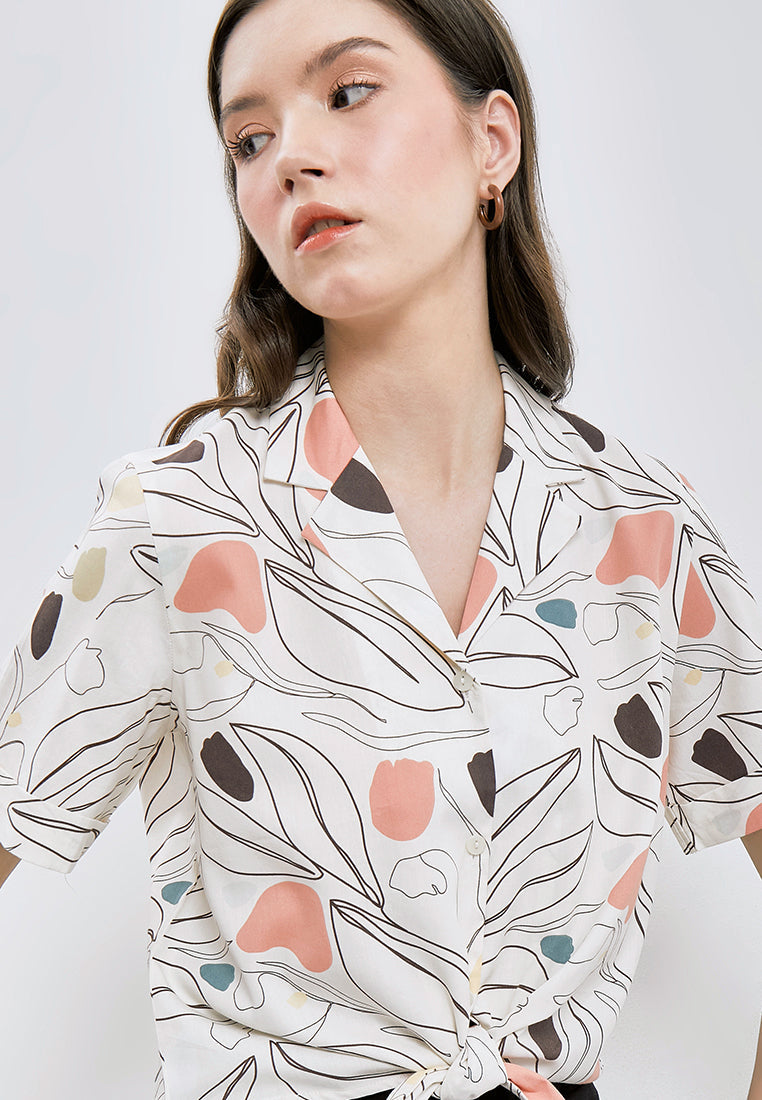 Knotted Short Sleeve Blouse
