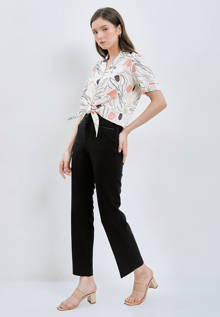 Knotted Short Sleeve Blouse