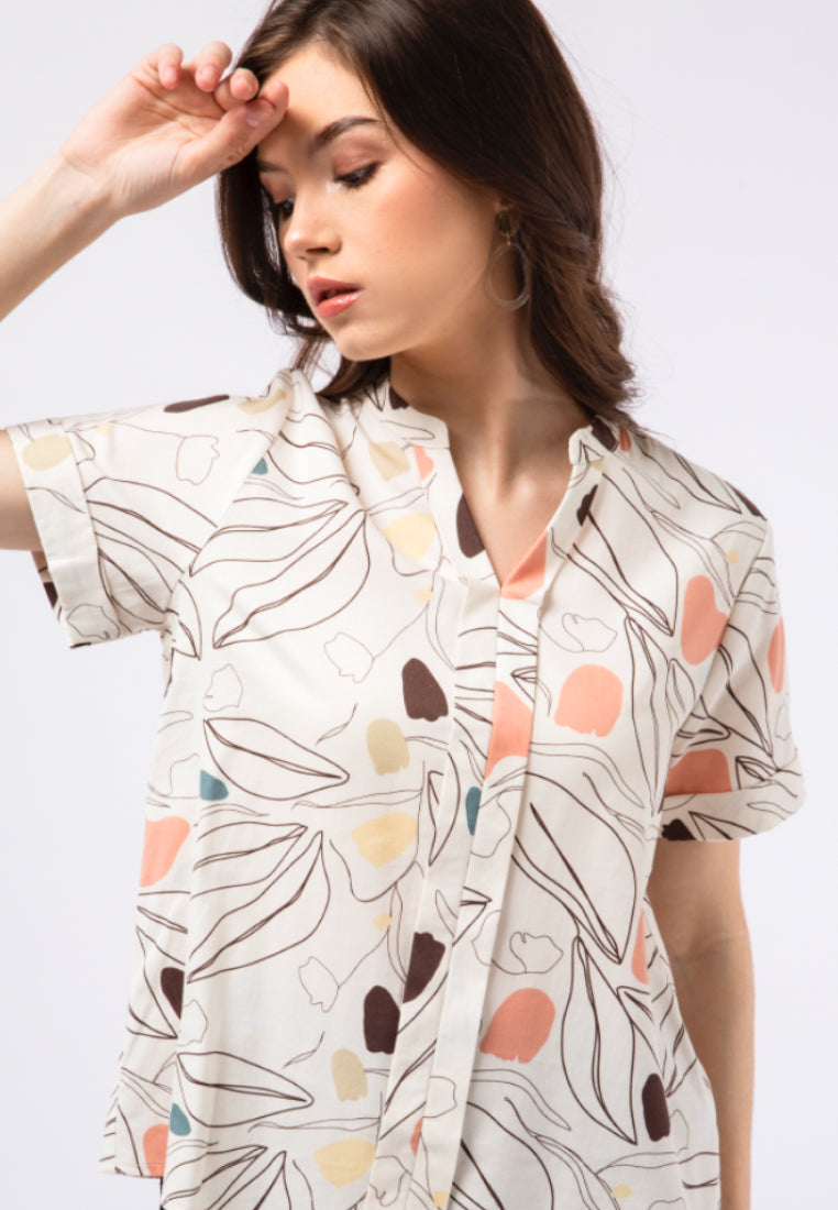 Pleated Short Sleeve Blouse