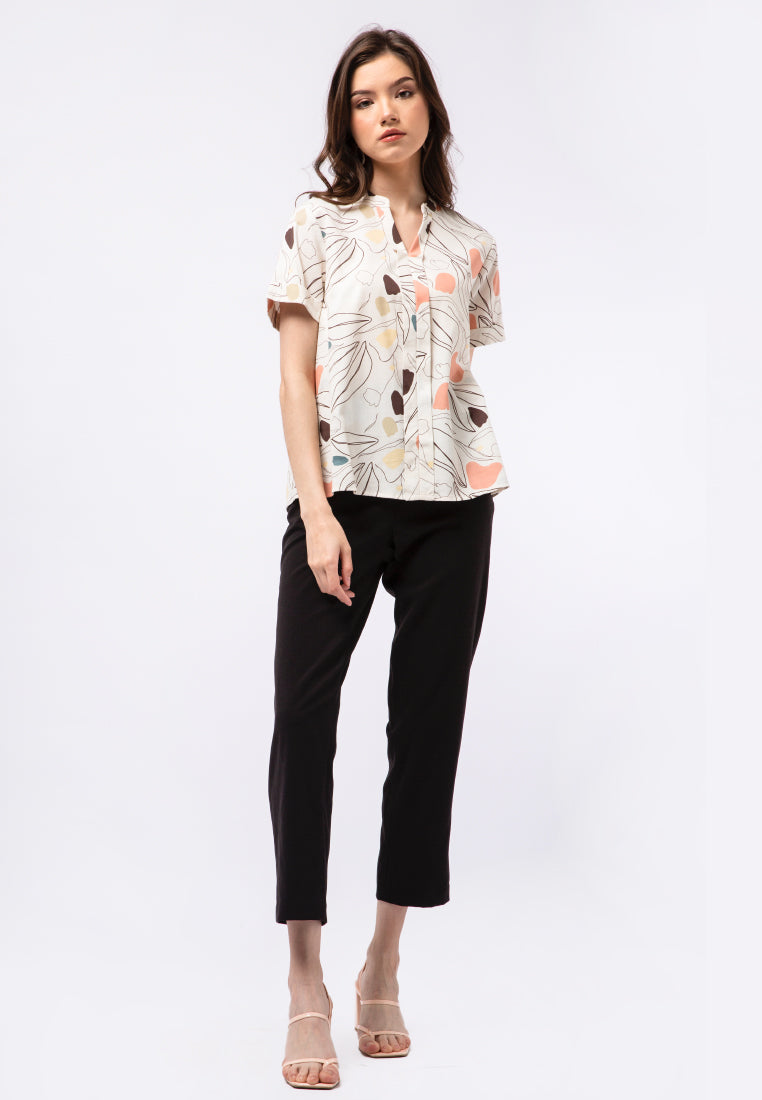 Pleated Short Sleeve Blouse