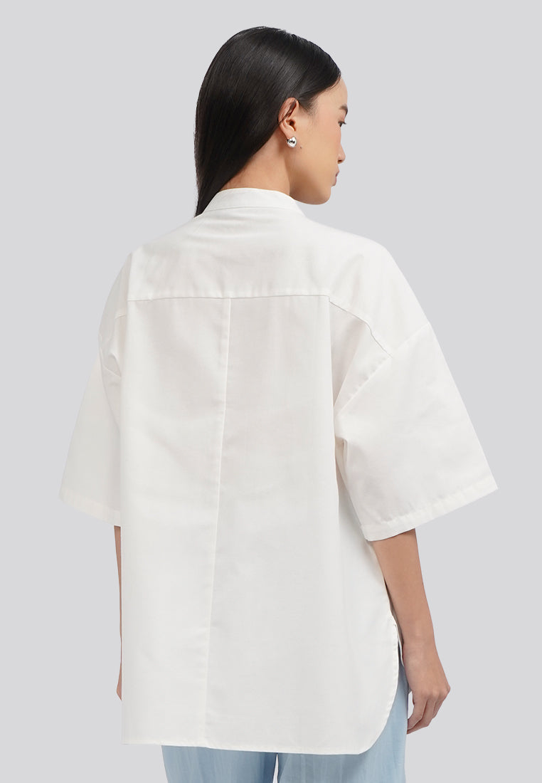 Short Sleeve Oversized Blouse Off White