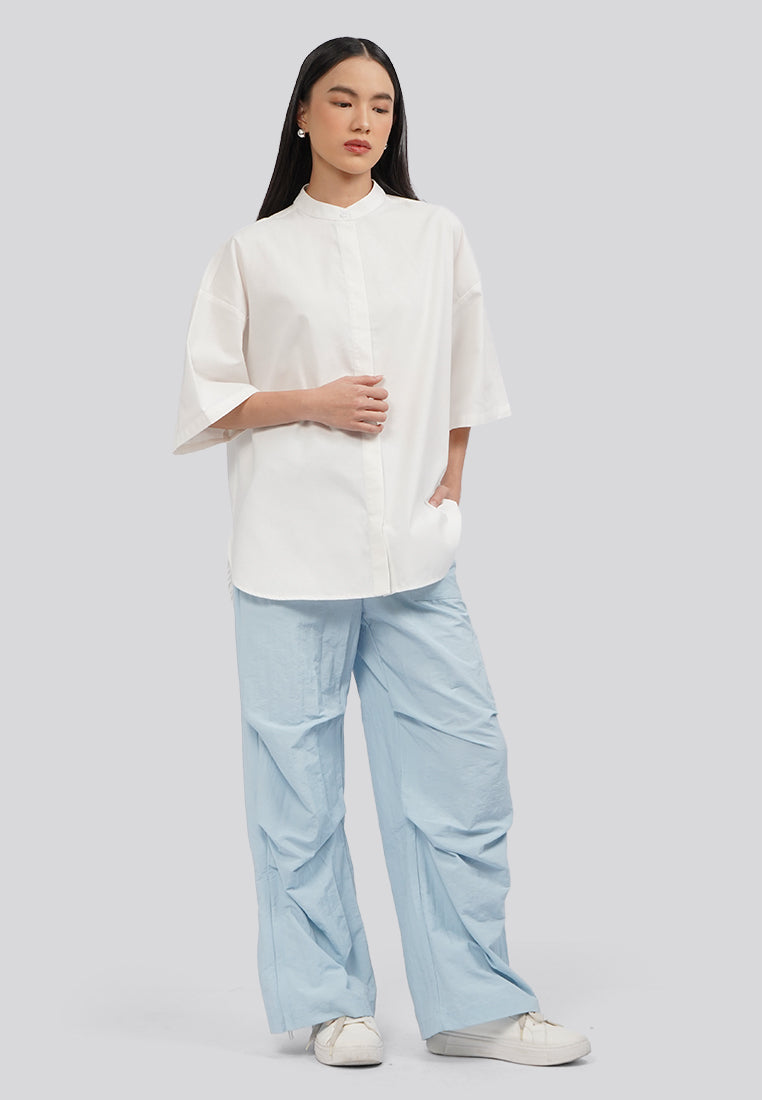 Short Sleeve Oversized Blouse Off White