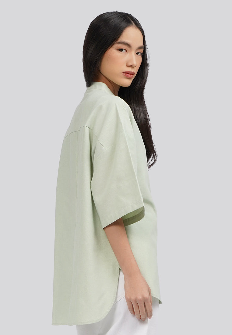 Short Sleeve Oversized Blouse Sage