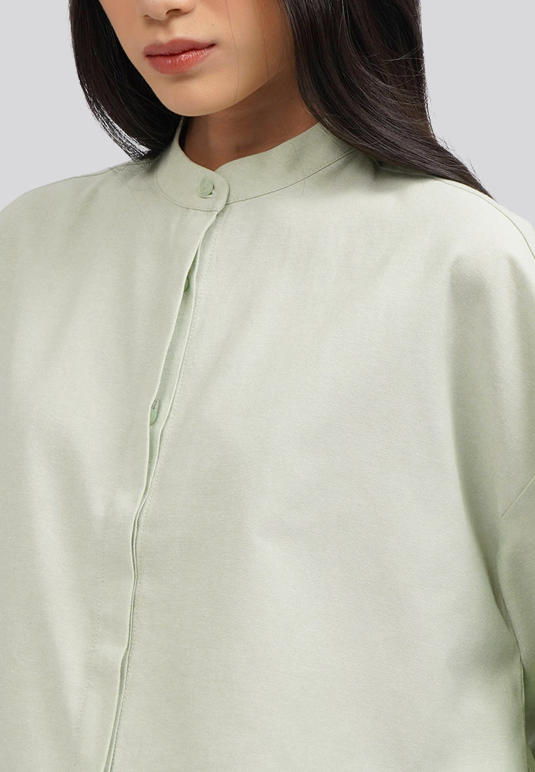 Short Sleeve Oversized Blouse Sage