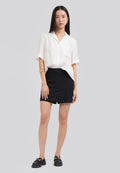 Paper Effect Short Sleeve Blouse Off White