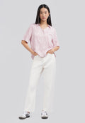 Animal Printed Short Sleeve Blouse Pink