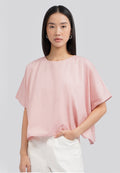 Round Neck Wide Sleeves Blouse Lt. Pink