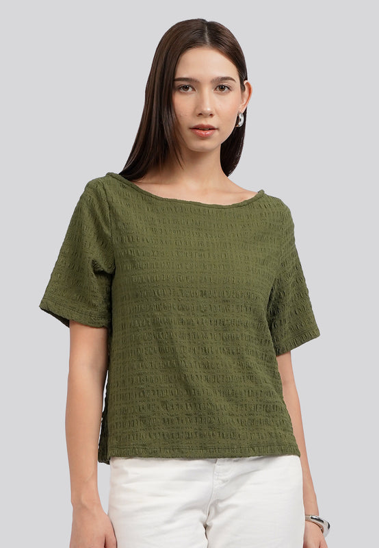 Boat Neck Smoked Top