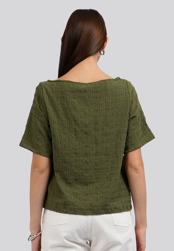 Boat Neck Smoked Top