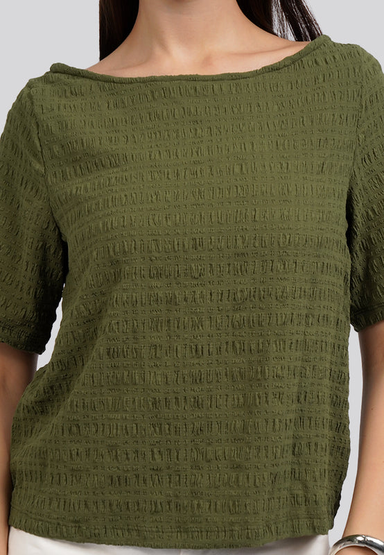 Boat Neck Smoked Top
