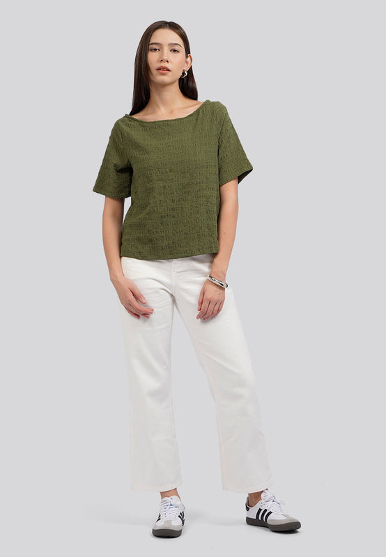 Boat Neck Smoked Top
