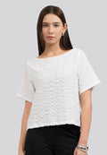 Boat Neck Smoked Blouse