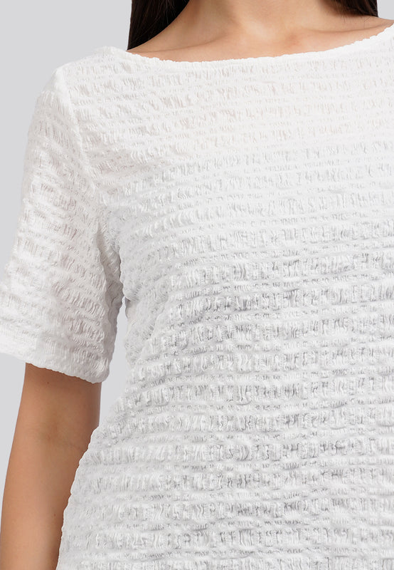 Boat Neck Smoked Blouse