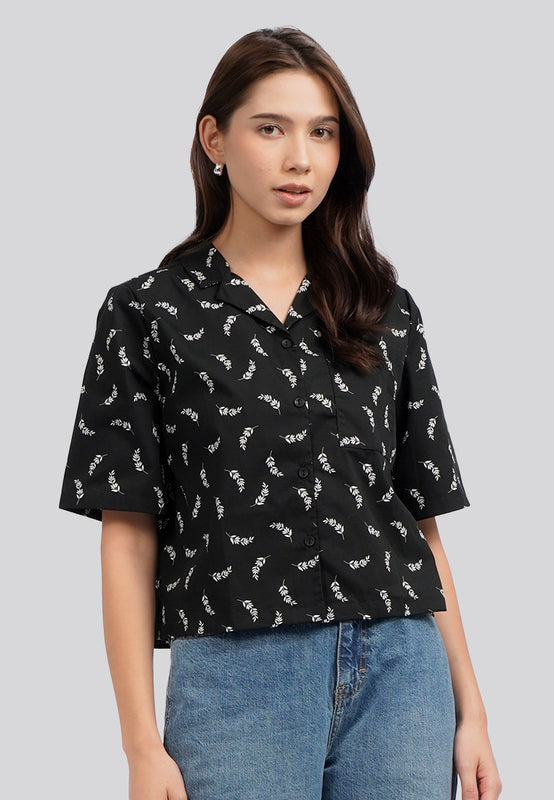 Printed Short Sleeve Boxy Blouse