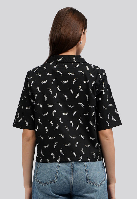 Printed Short Sleeve Boxy Blouse