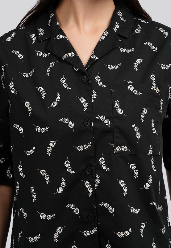 Printed Short Sleeve Boxy Blouse