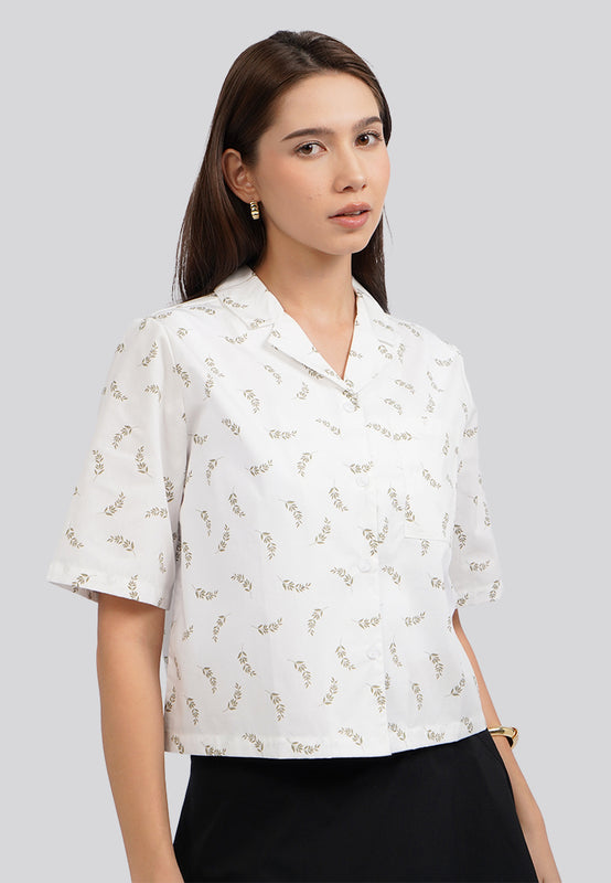 Printed Short Sleeve Boxy Blouse