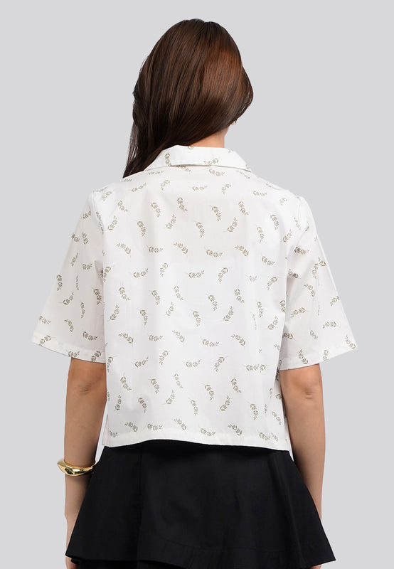 Printed Short Sleeve Boxy Blouse