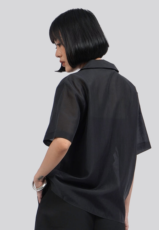 Short Sleeve Sheer Blouse