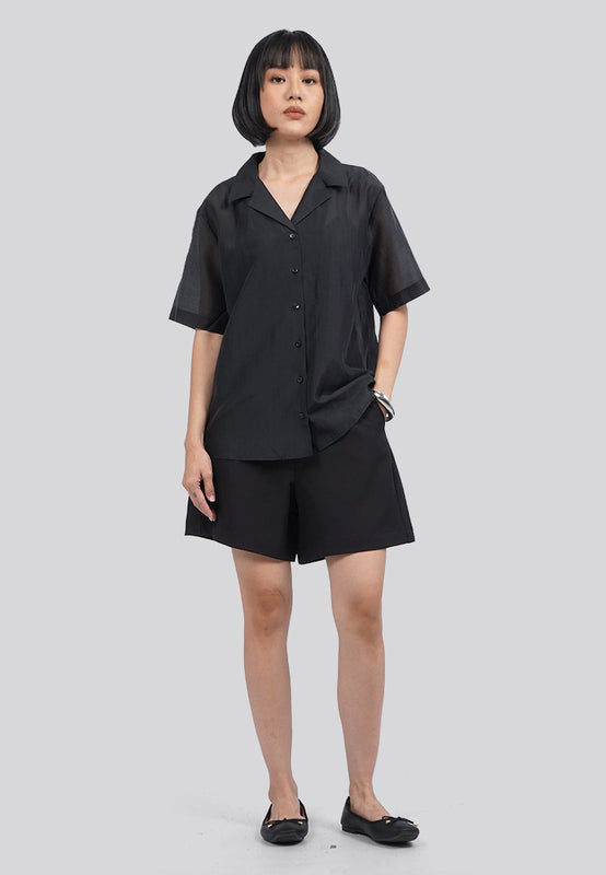 Short Sleeve Sheer Blouse