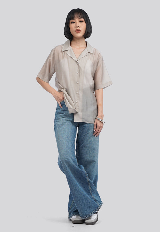 Short Sleeve Sheer Blouse