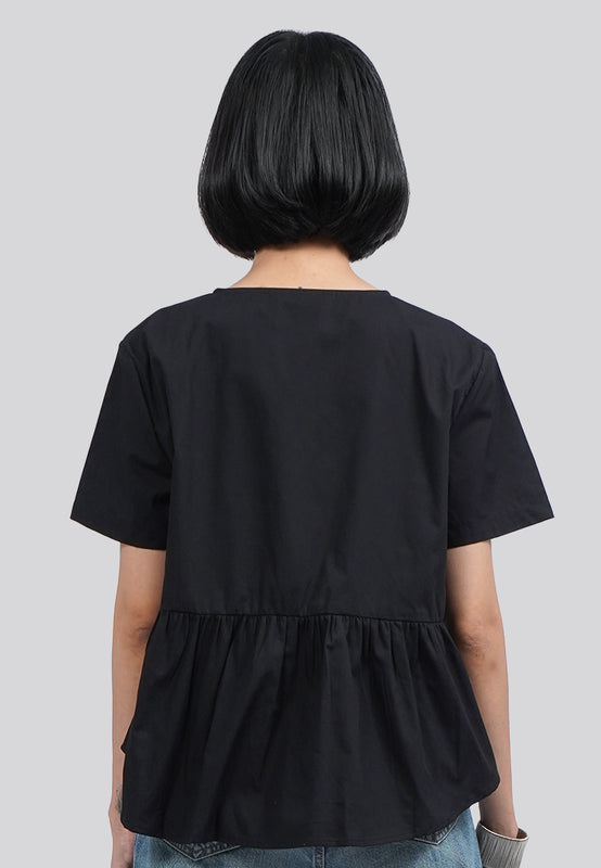 Ruffled Peplum Short Sleeve Blouse
