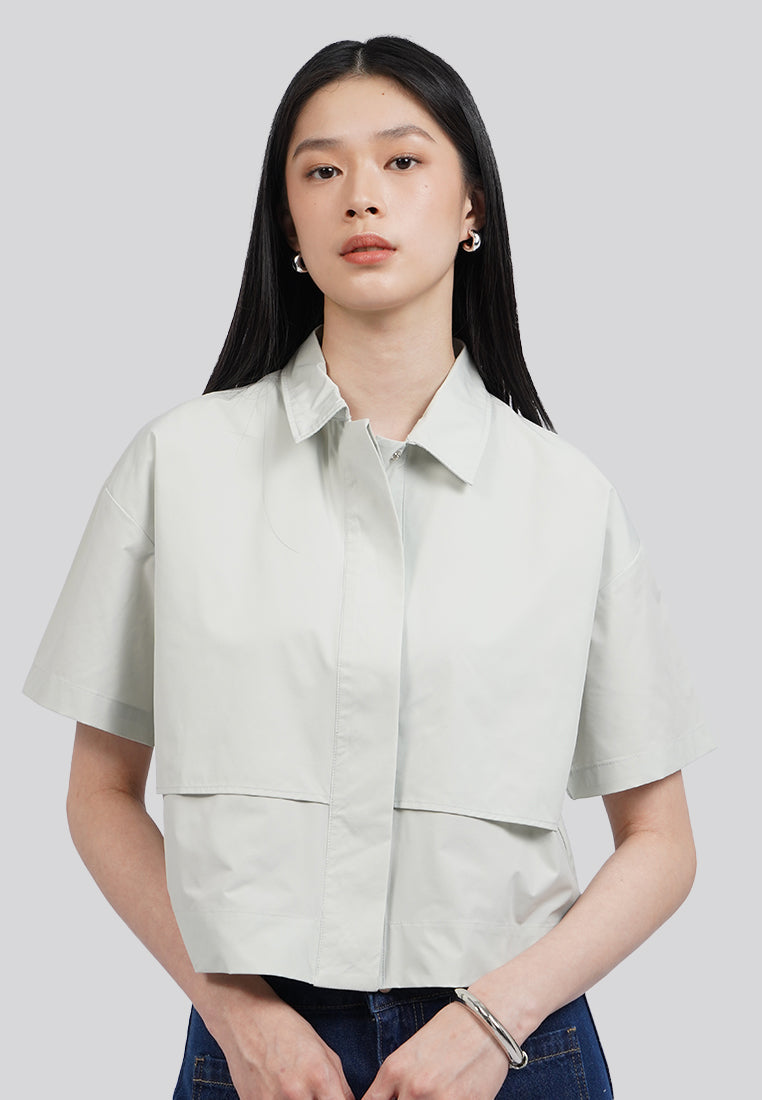 Tiered Front Short Sleeve Blouse