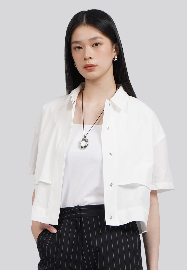 Tiered Front Short Sleeve Blouse
