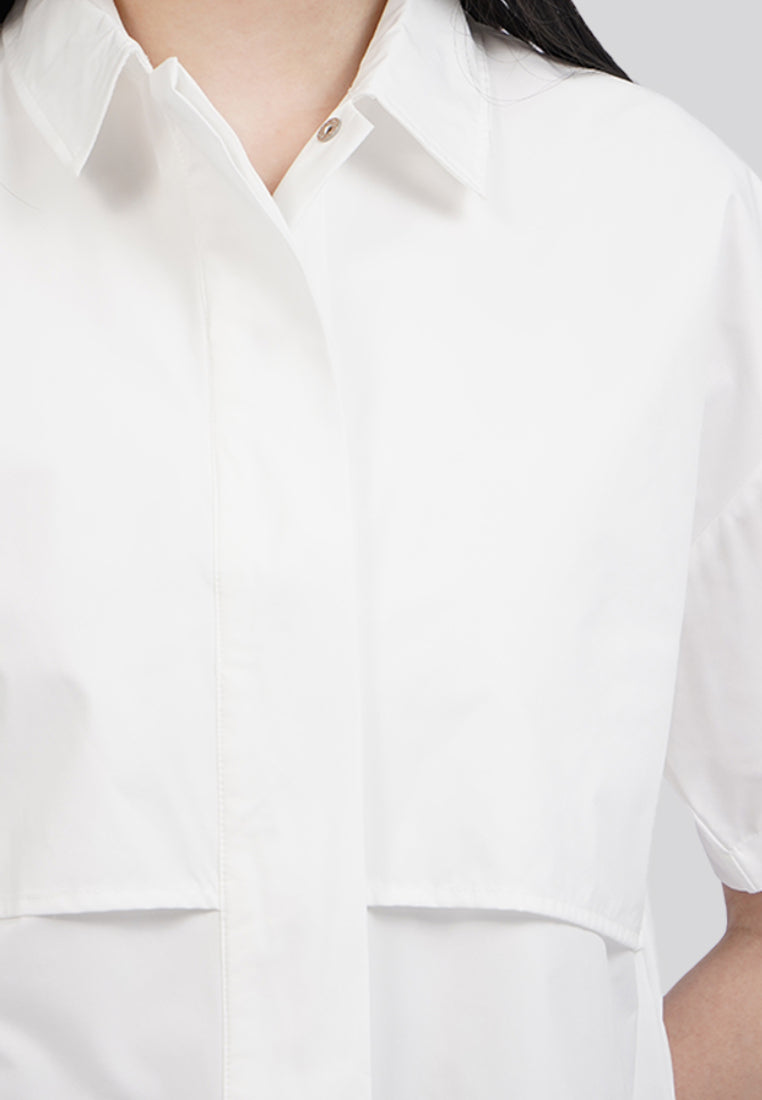 Tiered Front Short Sleeve Blouse
