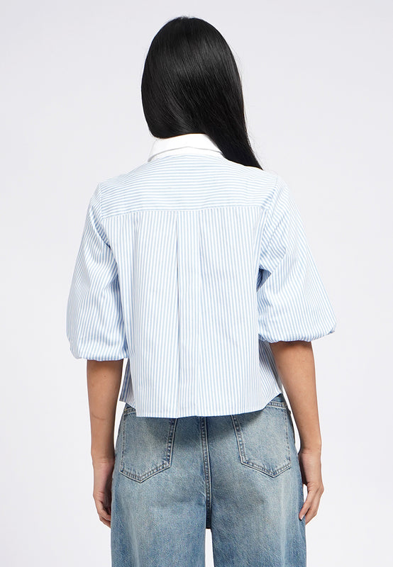 Balloon Sleeves Stripe Shirt