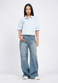 Balloon Sleeves Stripe Shirt