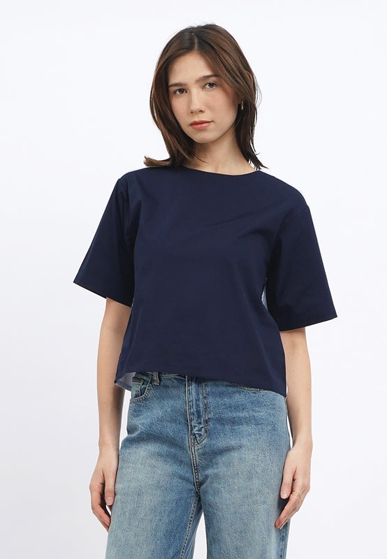 Round Neck Colorblock Blouse