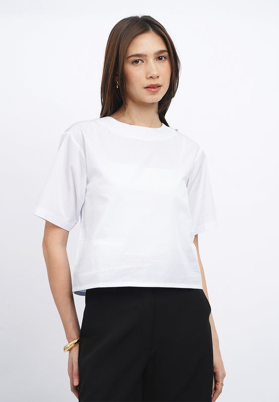 Round Neck Colorblock Blouse